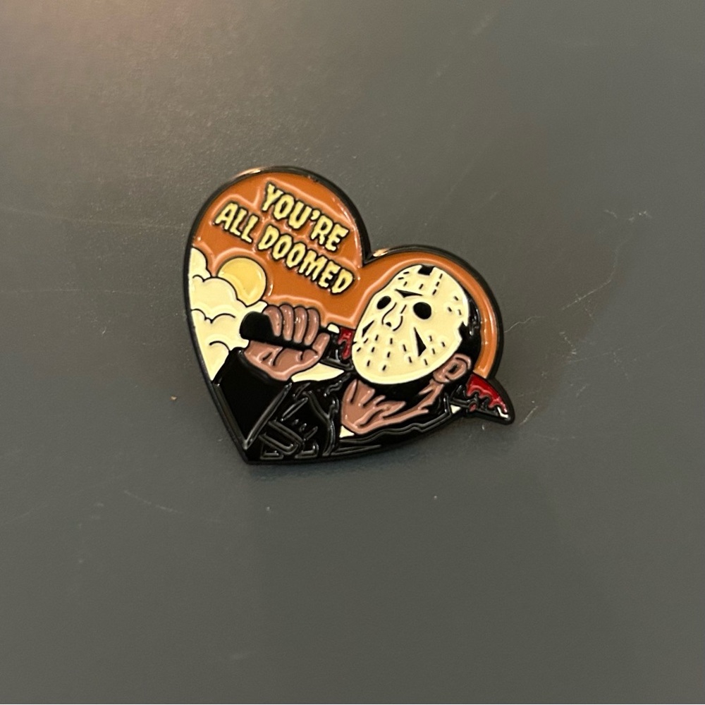 Jason Voorhees - You’re All Doomed - Heart Shaped Enamel Pin